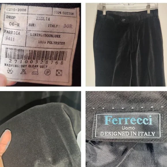 Ferecci Uomo Design Italy Black Velvet Pants !